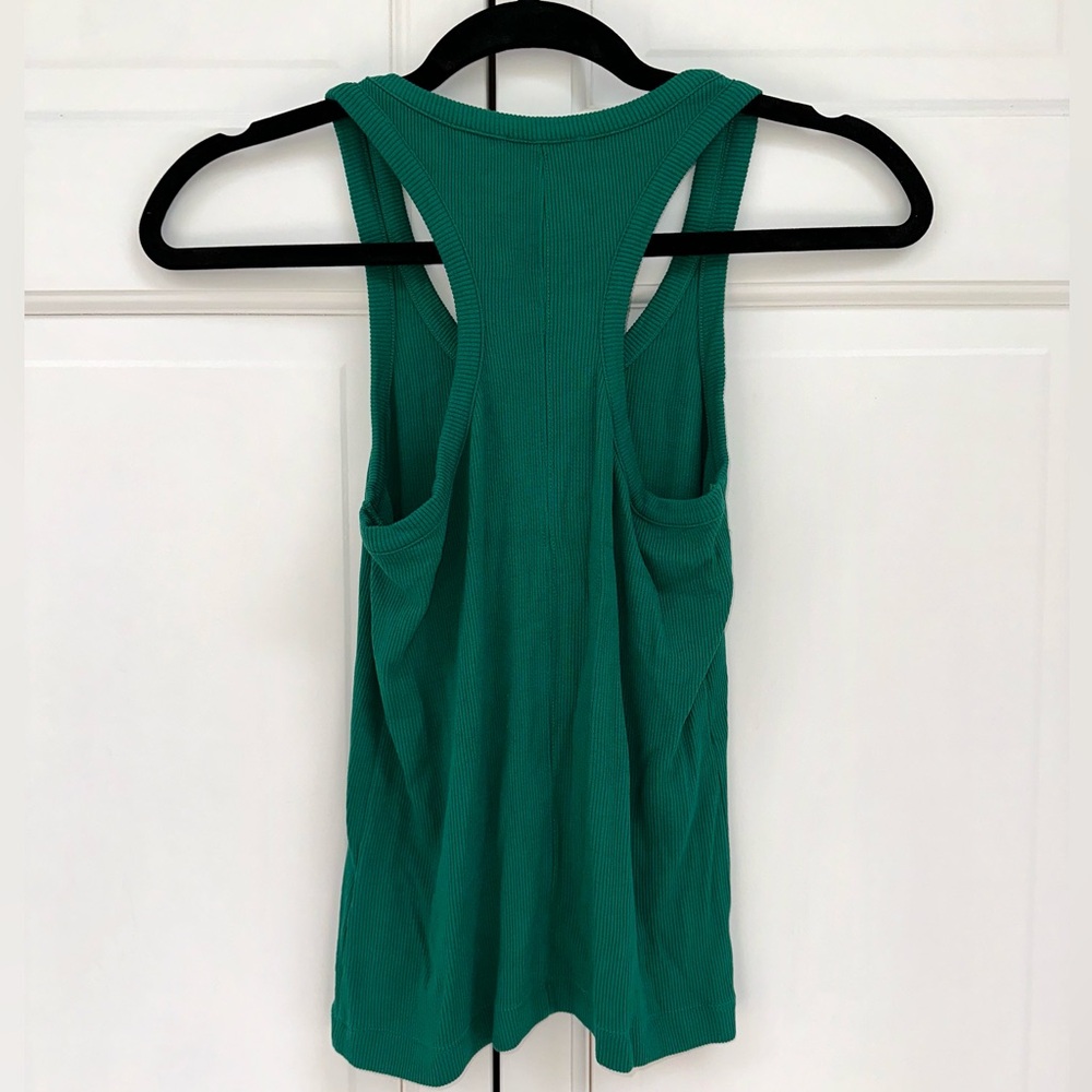 REISS Green Ribbed Racerback Tank Top - Picture 12 of 14
